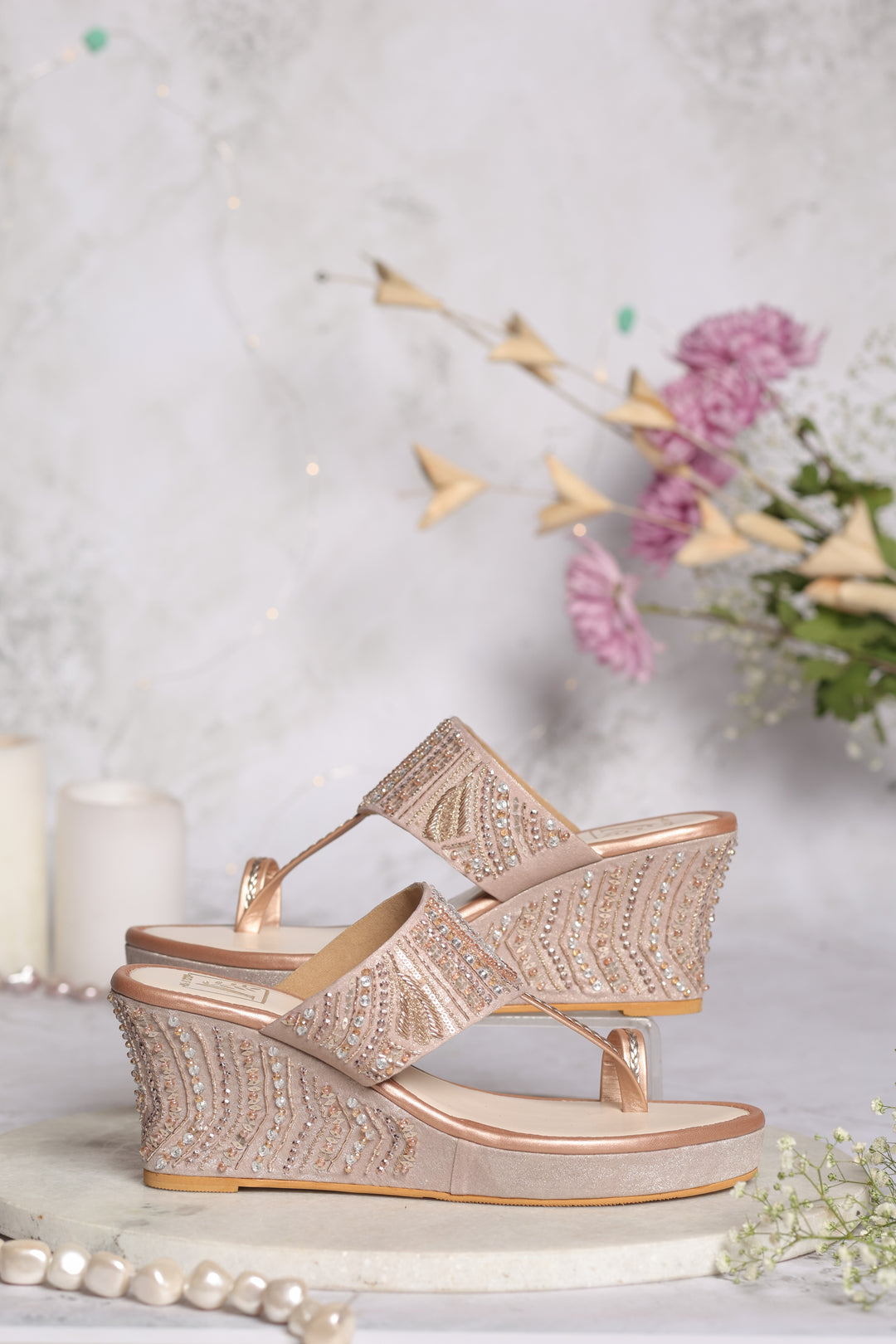 rose gold wedge shoes for wedding