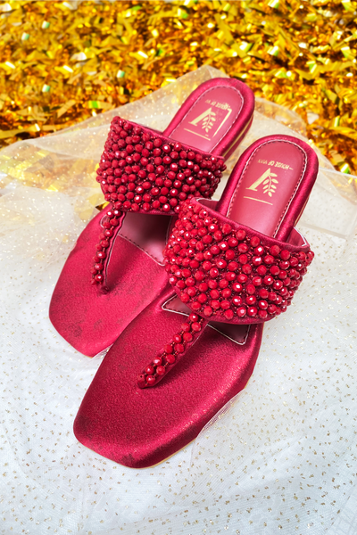 Kyra Red T-strap Flats