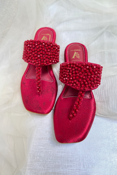 Kyra Red T-strap Flats