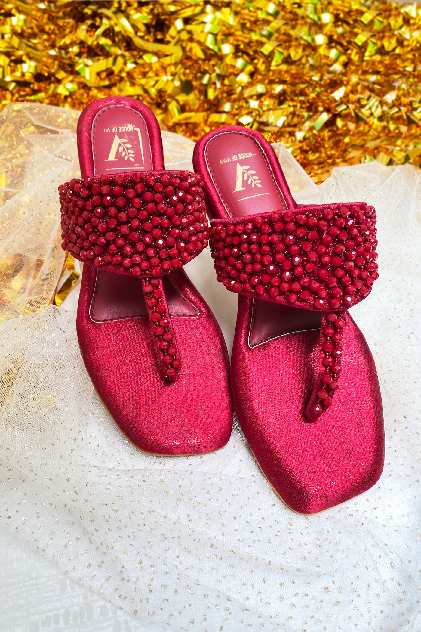 Kyra Red T-strap Flats