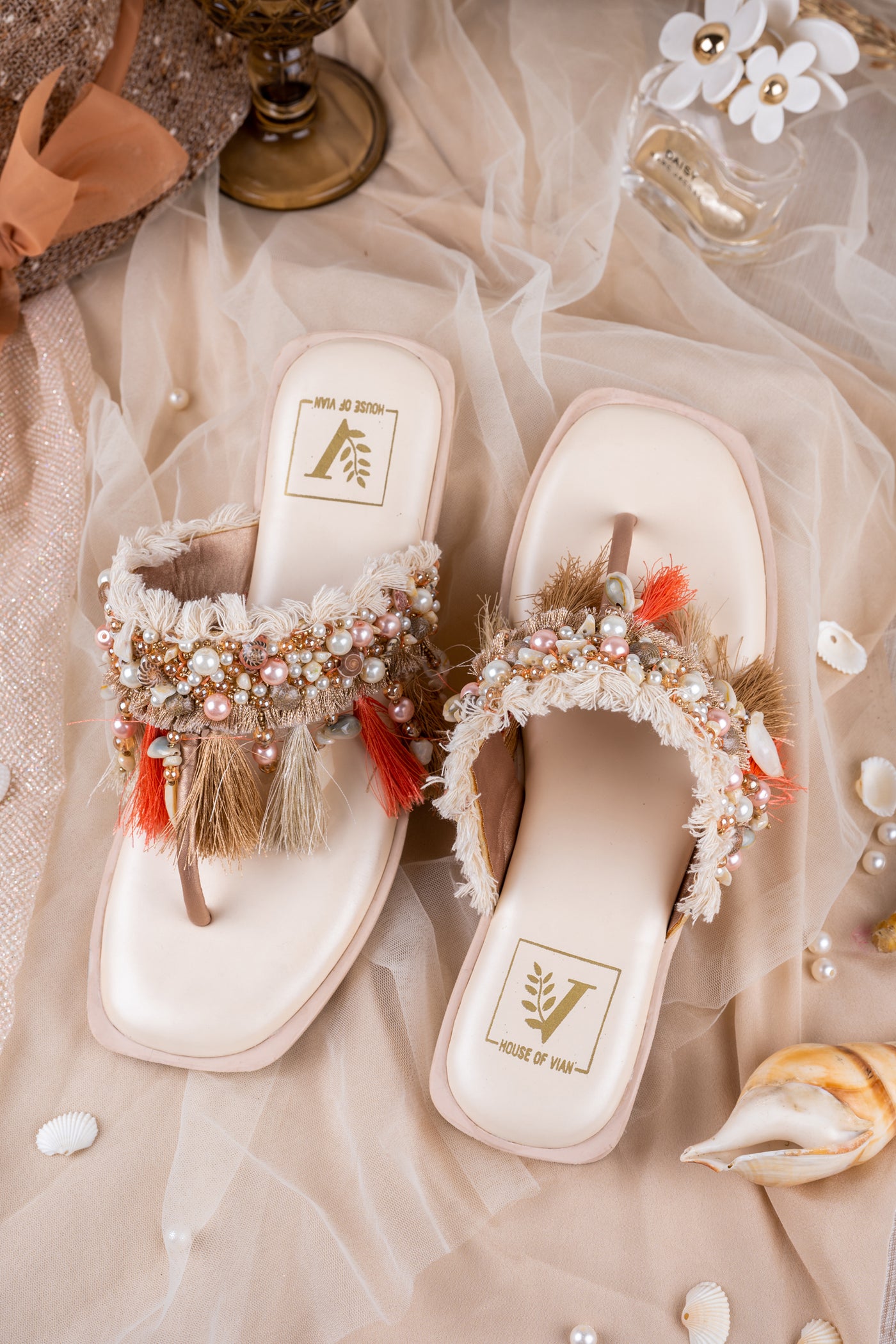 Gold Struck T-strap Flats