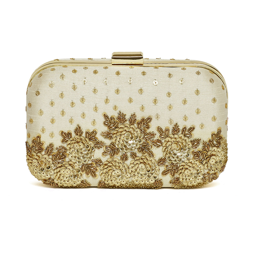 Ivory Blossom Juttis & Handbag Combo