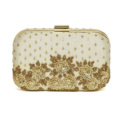 Ivory Blossom Juttis & Handbag Combo