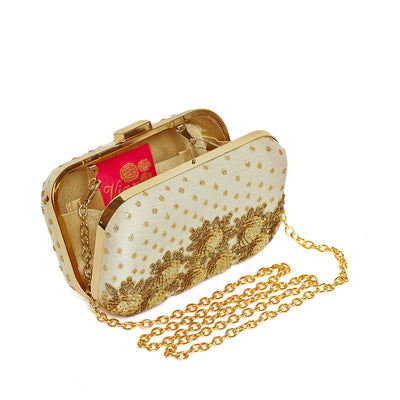 Ivory Blossom Juttis & Handbag Combo