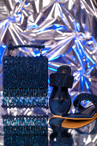 Kyra Blue Flats & Handbag Combo