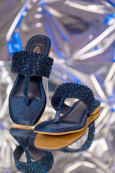 Kyra Blue Flats & Handbag Combo