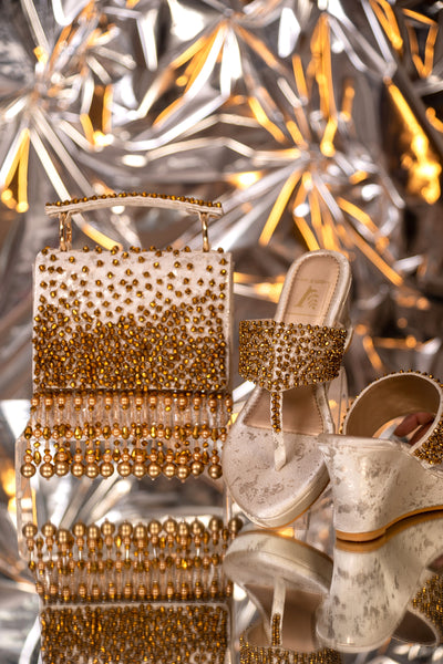 Kyra Gold Wedges & Handbag Combo