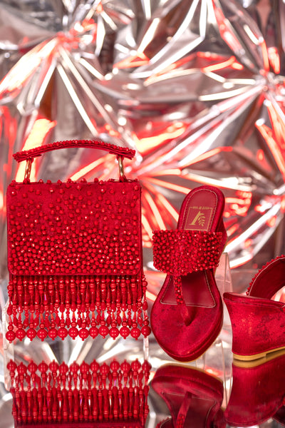 Kyra Red Wedges & Handbag Combo