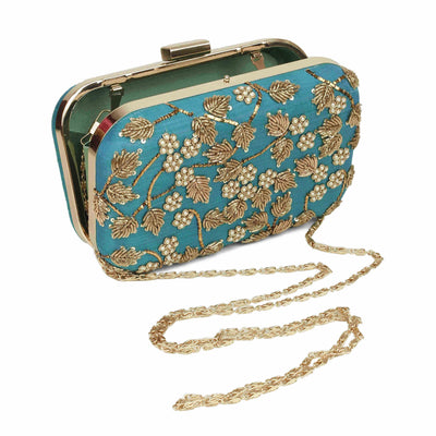 Bloom Teal Clutch (Made To Order)