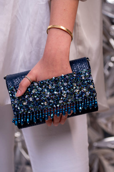 Scarlet Blue Handheld Clutch
